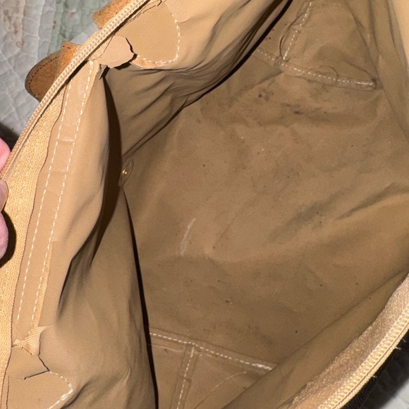 Longchamp Le Pliage Classic Medium Tote • Tan Nylon & Brown Leather • France - Picture 10 of 16